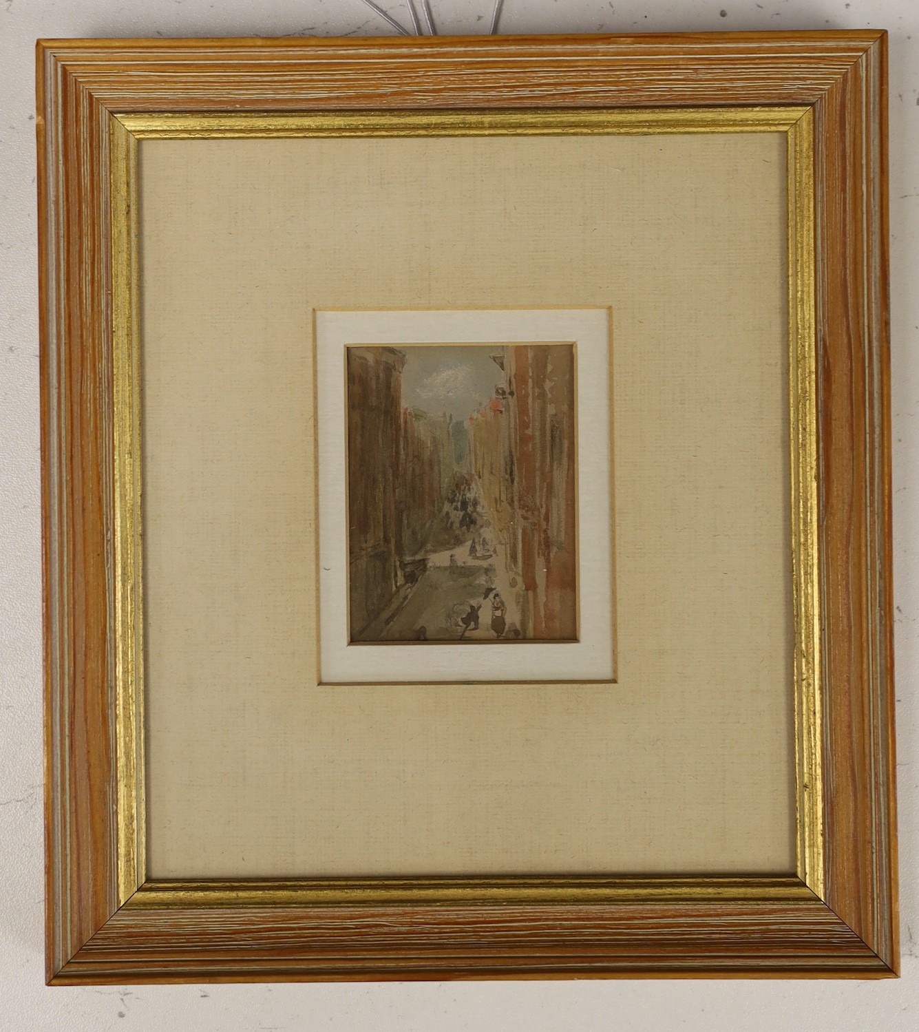 Attributed Louis-Gabriel-Eugène Isabey (1803-1886), watercolour, Street scene, 6.5 x 5cm